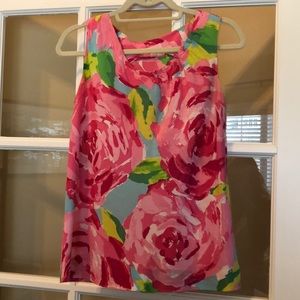 EUC Rose print Lilly Pulitzer silk/cotton  blouse